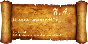 Nyeste Anasztáz névjegykártya